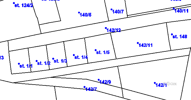 Parcela st. 1/5 v KÚ Chožov, Katastrální mapa
