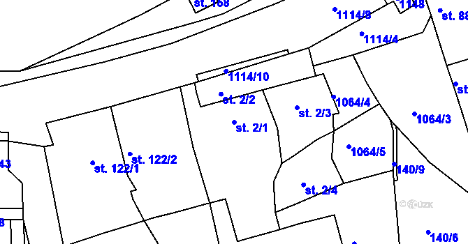 Parcela st. 2/1 v KÚ Chožov, Katastrální mapa