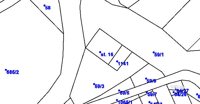 Parcela st. 16 v KÚ Chožov, Katastrální mapa