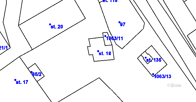Parcela st. 18 v KÚ Chožov, Katastrální mapa