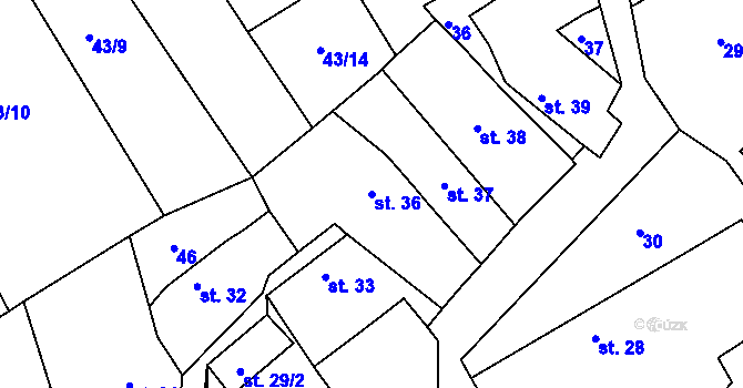 Parcela st. 36 v KÚ Chožov, Katastrální mapa