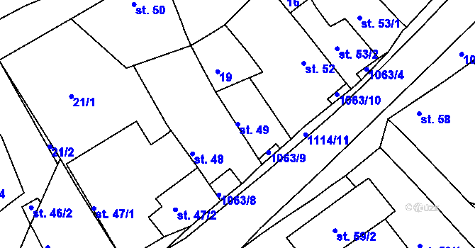 Parcela st. 49 v KÚ Chožov, Katastrální mapa