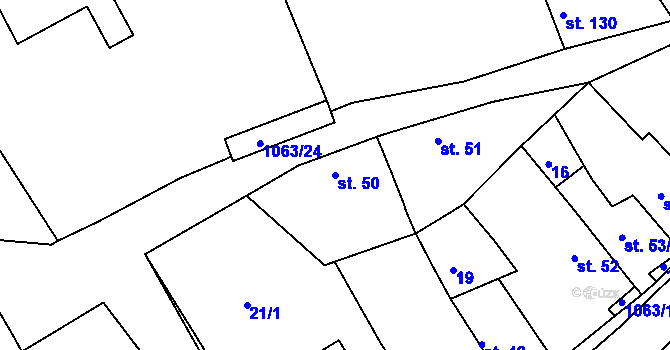 Parcela st. 50 v KÚ Chožov, Katastrální mapa