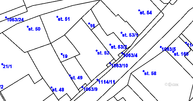 Parcela st. 52 v KÚ Chožov, Katastrální mapa