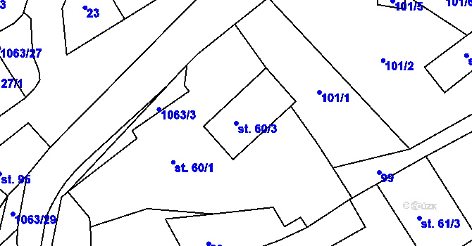 Parcela st. 60/3 v KÚ Chožov, Katastrální mapa