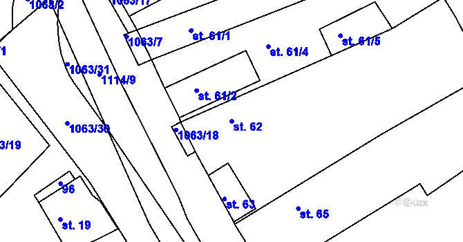 Parcela st. 62 v KÚ Chožov, Katastrální mapa