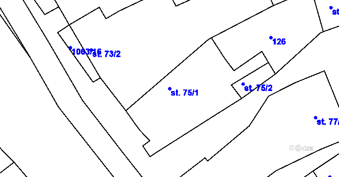 Parcela st. 75/1 v KÚ Chožov, Katastrální mapa