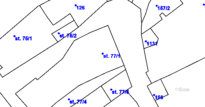 Parcela st. 77/1 v KÚ Chožov, Katastrální mapa