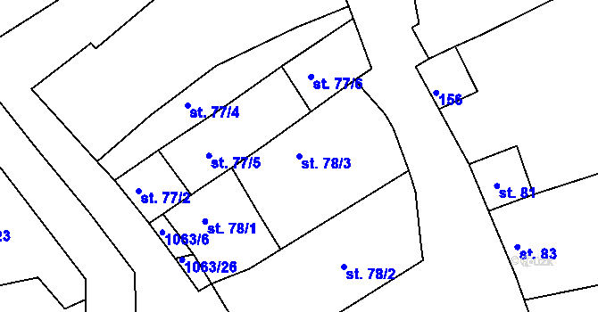 Parcela st. 78/3 v KÚ Chožov, Katastrální mapa