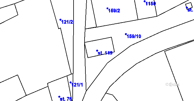 Parcela st. 119 v KÚ Chožov, Katastrální mapa