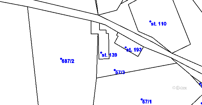 Parcela st. 139 v KÚ Chožov, Katastrální mapa