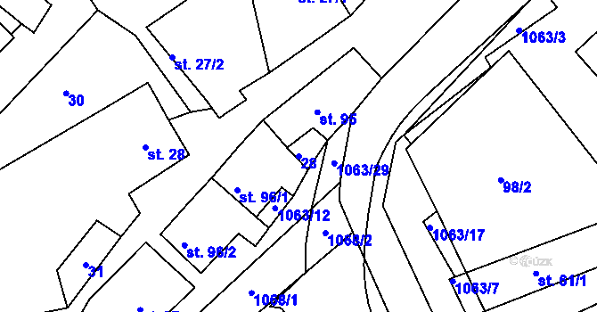 Parcela st. 28 v KÚ Chožov, Katastrální mapa