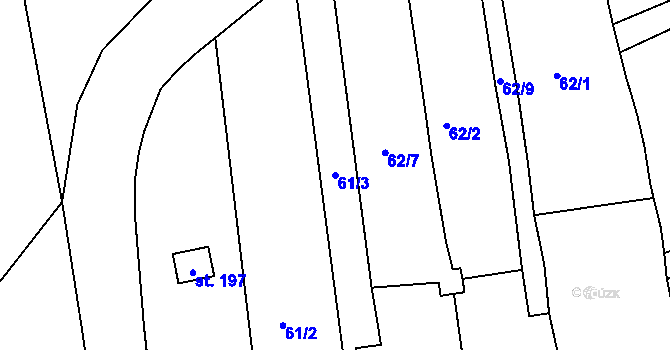 Parcela st. 61/3 v KÚ Chožov, Katastrální mapa