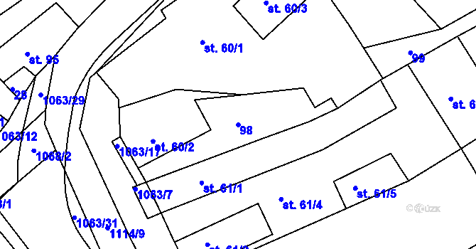 Parcela st. 98 v KÚ Chožov, Katastrální mapa
