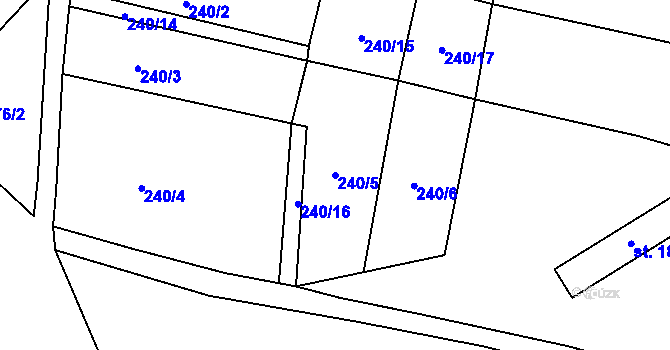 Parcela st. 240/5 v KÚ Chožov, Katastrální mapa