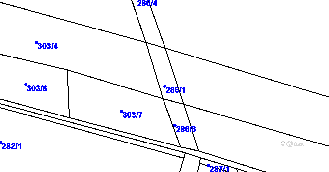 Parcela st. 286/1 v KÚ Chožov, Katastrální mapa