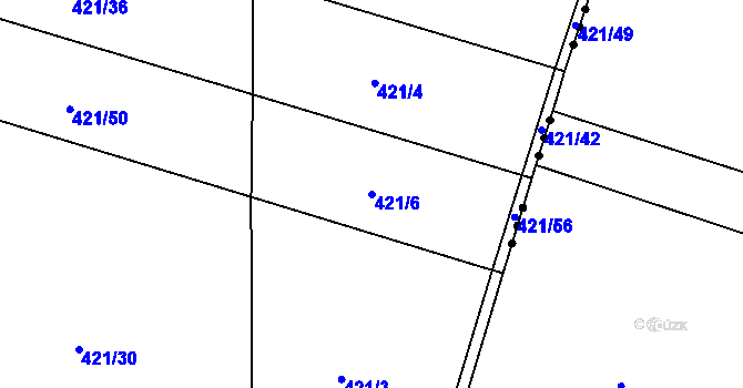 Parcela st. 421/6 v KÚ Chožov, Katastrální mapa