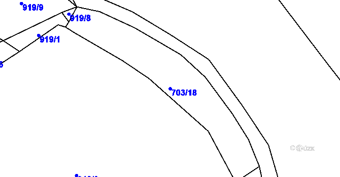 Parcela st. 703/18 v KÚ Chožov, Katastrální mapa