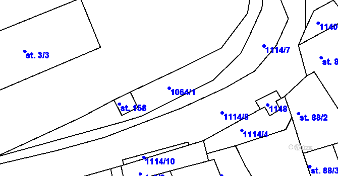 Parcela st. 1064/1 v KÚ Chožov, Katastrální mapa