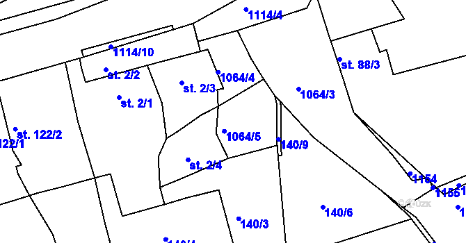 Parcela st. 1064/5 v KÚ Chožov, Katastrální mapa
