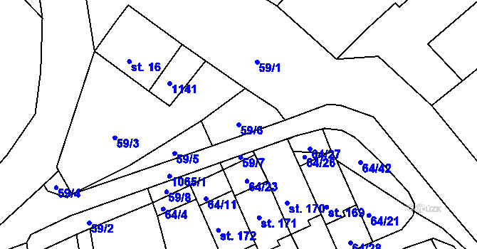 Parcela st. 59/6 v KÚ Chožov, Katastrální mapa