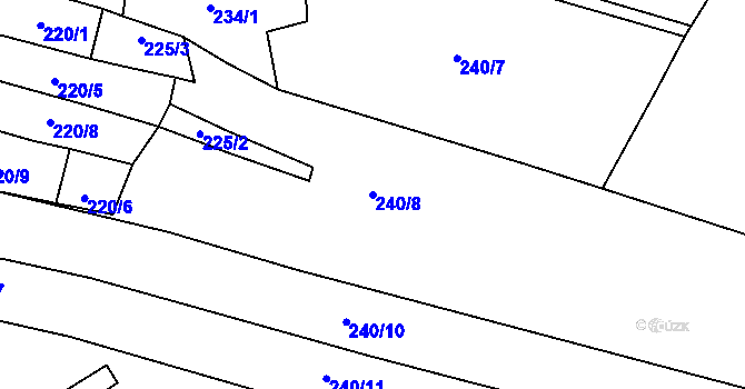 Parcela st. 240/8 v KÚ Chožov, Katastrální mapa