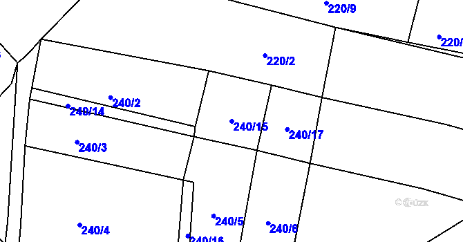 Parcela st. 240/15 v KÚ Chožov, Katastrální mapa
