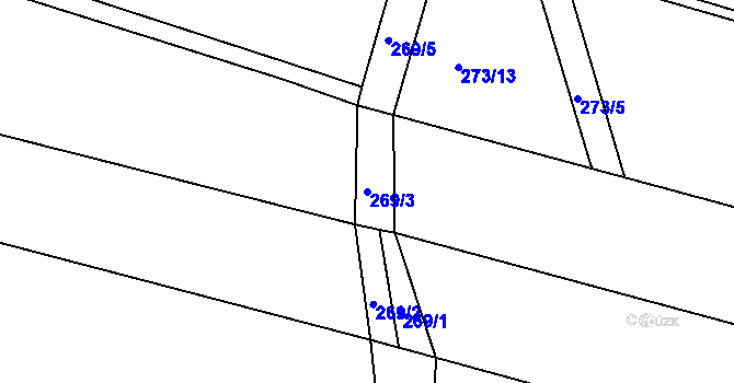 Parcela st. 269/3 v KÚ Chožov, Katastrální mapa