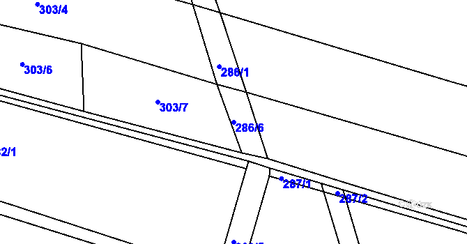 Parcela st. 286/6 v KÚ Chožov, Katastrální mapa