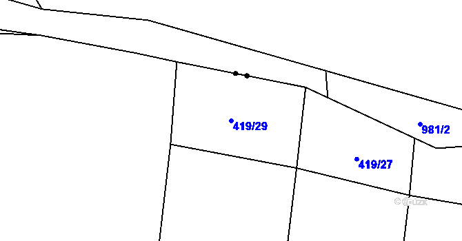 Parcela st. 419/29 v KÚ Chožov, Katastrální mapa