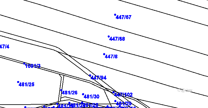 Parcela st. 447/8 v KÚ Chožov, Katastrální mapa