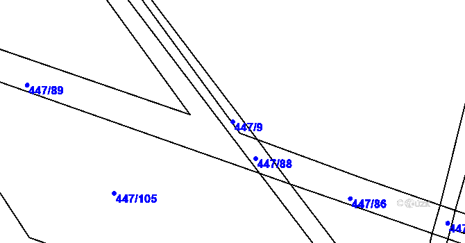 Parcela st. 447/9 v KÚ Chožov, Katastrální mapa
