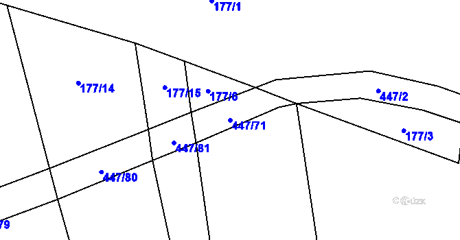 Parcela st. 447/71 v KÚ Chožov, Katastrální mapa
