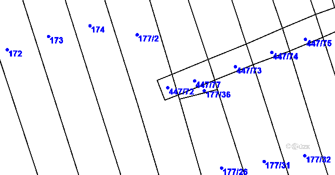 Parcela st. 447/72 v KÚ Chožov, Katastrální mapa