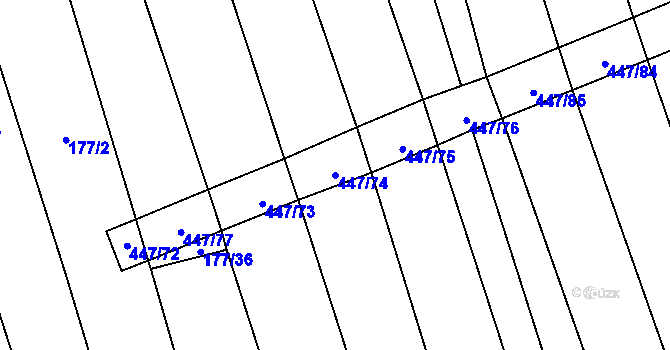 Parcela st. 447/74 v KÚ Chožov, Katastrální mapa