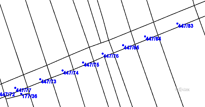 Parcela st. 447/76 v KÚ Chožov, Katastrální mapa
