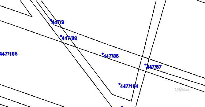 Parcela st. 447/86 v KÚ Chožov, Katastrální mapa