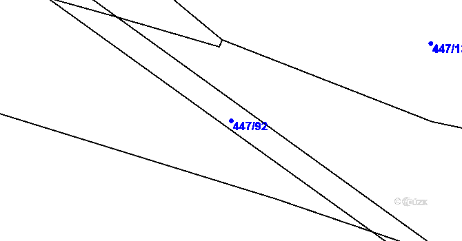 Parcela st. 447/92 v KÚ Chožov, Katastrální mapa