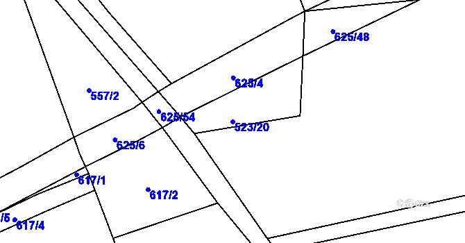 Parcela st. 523/20 v KÚ Chožov, Katastrální mapa