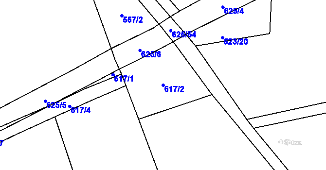 Parcela st. 617/2 v KÚ Chožov, Katastrální mapa