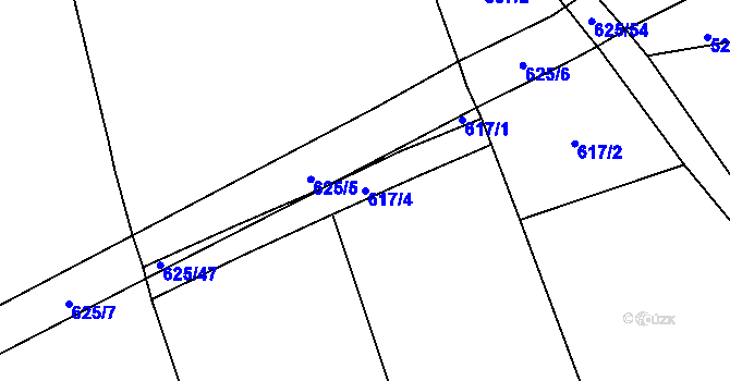 Parcela st. 617/4 v KÚ Chožov, Katastrální mapa