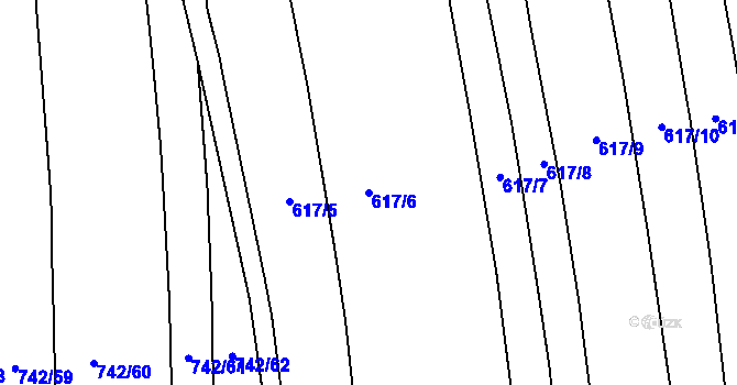 Parcela st. 617/6 v KÚ Chožov, Katastrální mapa