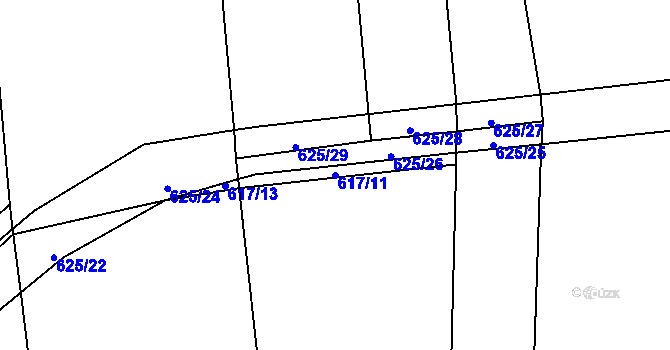 Parcela st. 617/11 v KÚ Chožov, Katastrální mapa
