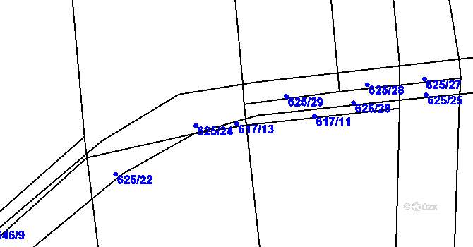 Parcela st. 617/13 v KÚ Chožov, Katastrální mapa