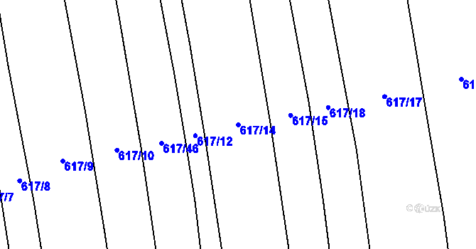 Parcela st. 617/14 v KÚ Chožov, Katastrální mapa