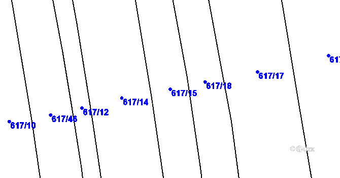 Parcela st. 617/15 v KÚ Chožov, Katastrální mapa