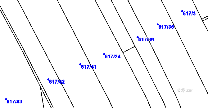 Parcela st. 617/24 v KÚ Chožov, Katastrální mapa