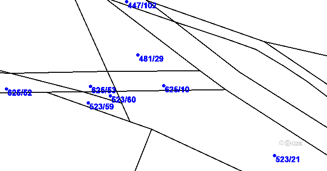 Parcela st. 625/10 v KÚ Chožov, Katastrální mapa