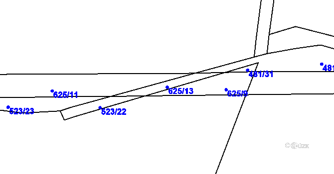 Parcela st. 625/13 v KÚ Chožov, Katastrální mapa