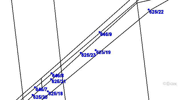 Parcela st. 625/19 v KÚ Chožov, Katastrální mapa
